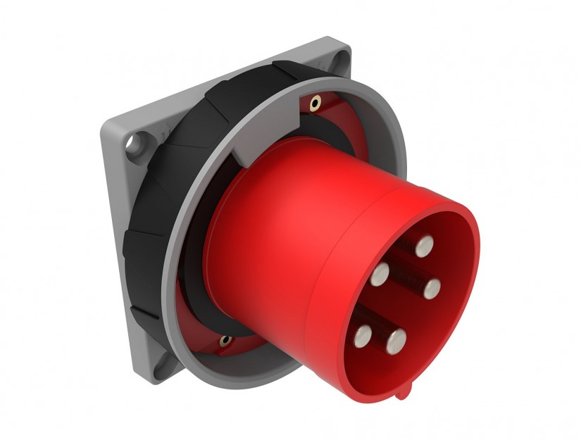 نری معکوس تابلویی یا پلاگ 125 آمپر سه فاز پنج شاخه 5 پین با پایلوت پین ضد آب Flush mount Plug BC3-6505-7114 بمیس Bemis ترکیه IP67